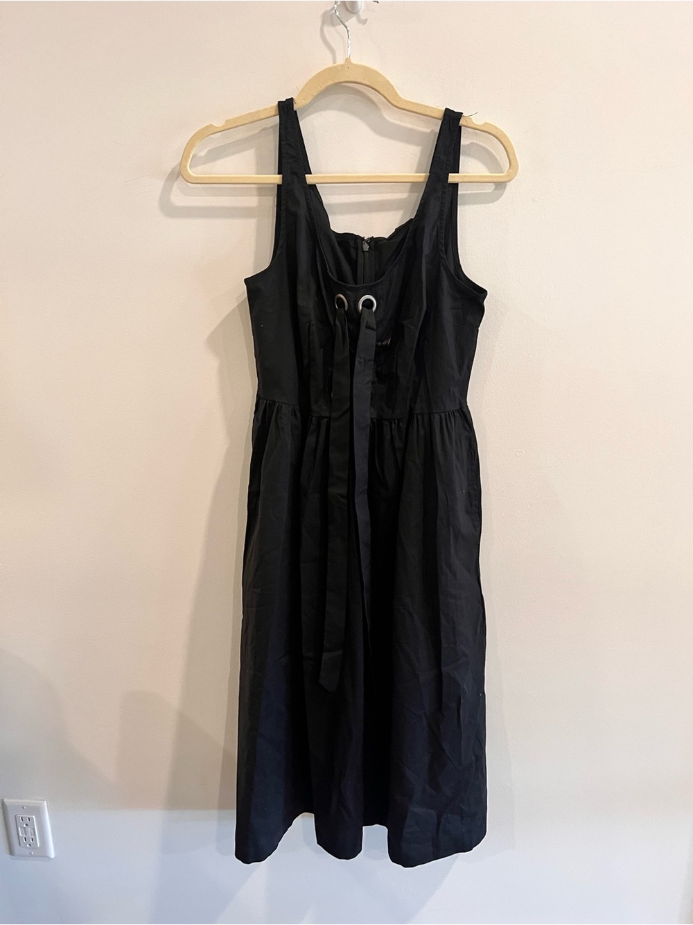 NWT Who What Wear Black Lace-Up Midi Dress | Size XS